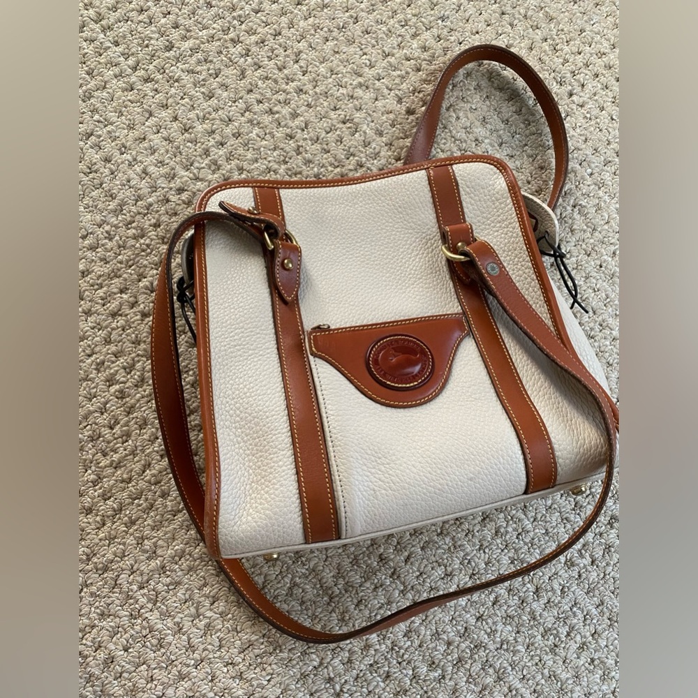 Dooney and Bourke Vintage Cream Two Straps Shoulder Bag Purse
